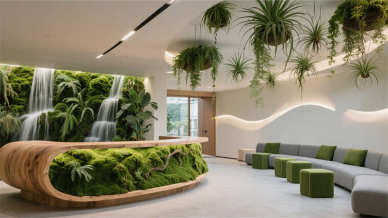 綠植呼吸幕墻與光影協作生態，合肥2000平辦公室裝修設計效果圖